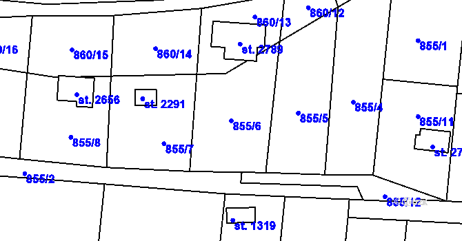 Parcela st. 855/6 v KÚ Valcha, Katastrální mapa