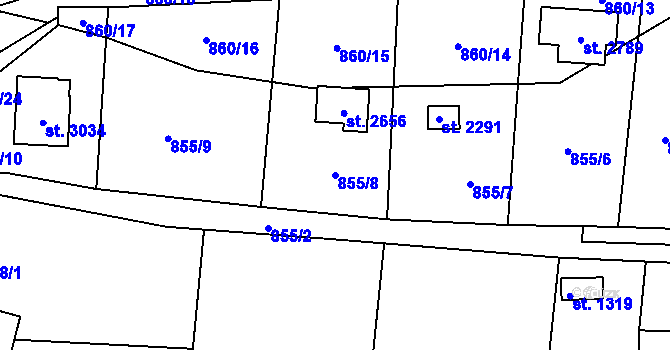 Parcela st. 855/8 v KÚ Valcha, Katastrální mapa