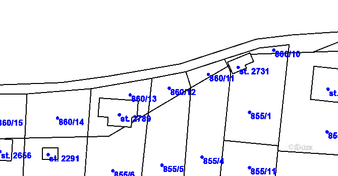 Parcela st. 860/12 v KÚ Valcha, Katastrální mapa