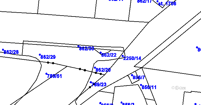 Parcela st. 862/22 v KÚ Valcha, Katastrální mapa