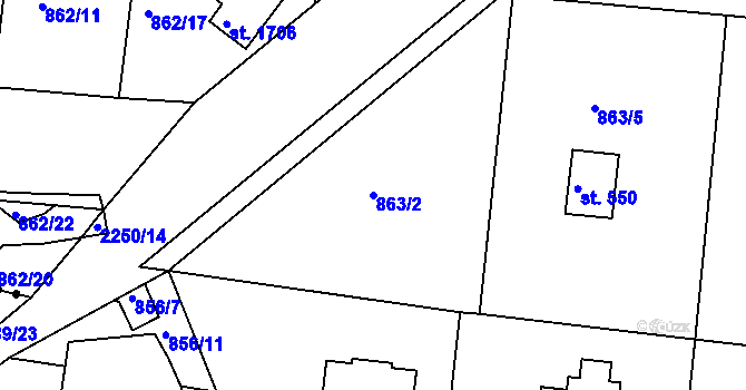 Parcela st. 863/2 v KÚ Valcha, Katastrální mapa