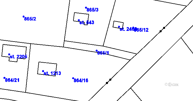 Parcela st. 865/1 v KÚ Valcha, Katastrální mapa