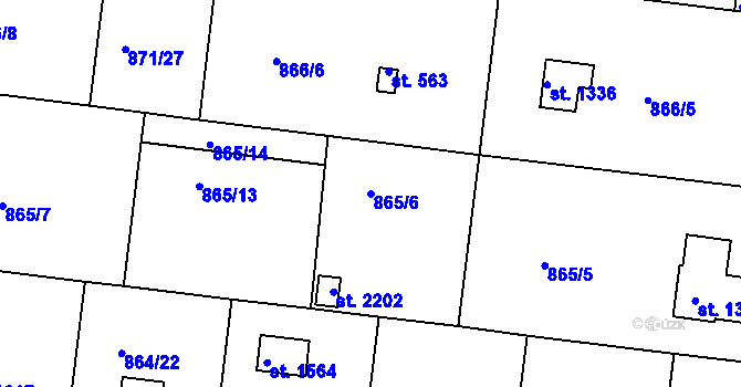 Parcela st. 865/6 v KÚ Valcha, Katastrální mapa