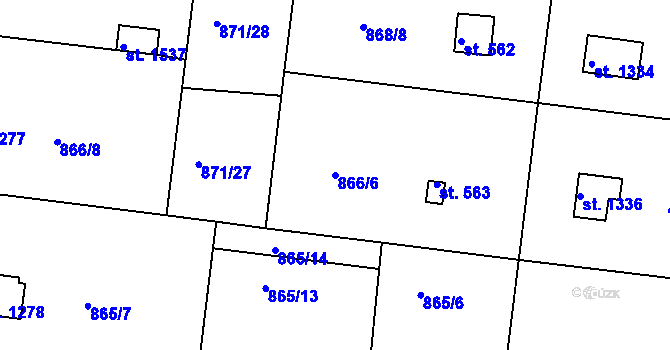 Parcela st. 866/6 v KÚ Valcha, Katastrální mapa