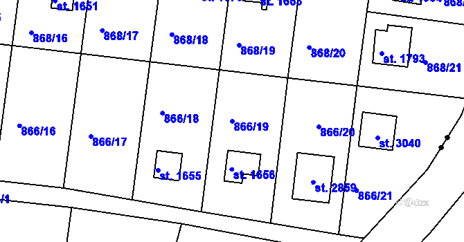Parcela st. 866/19 v KÚ Valcha, Katastrální mapa