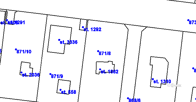 Parcela st. 871/8 v KÚ Valcha, Katastrální mapa
