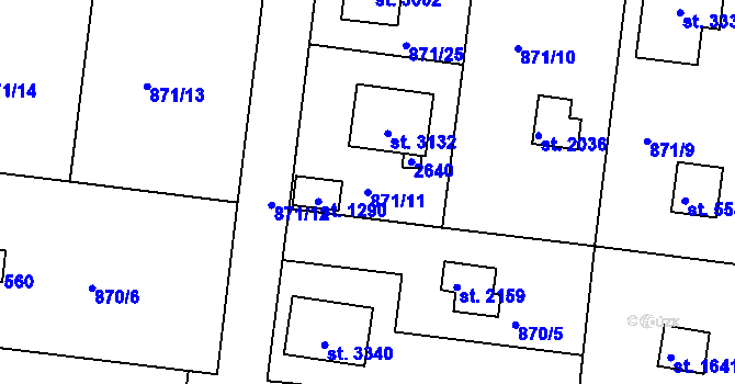 Parcela st. 871/11 v KÚ Valcha, Katastrální mapa