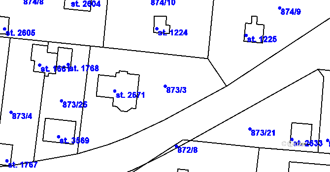Parcela st. 873/3 v KÚ Valcha, Katastrální mapa