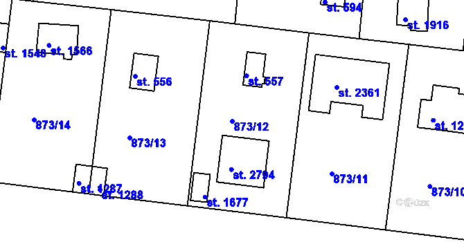 Parcela st. 873/12 v KÚ Valcha, Katastrální mapa