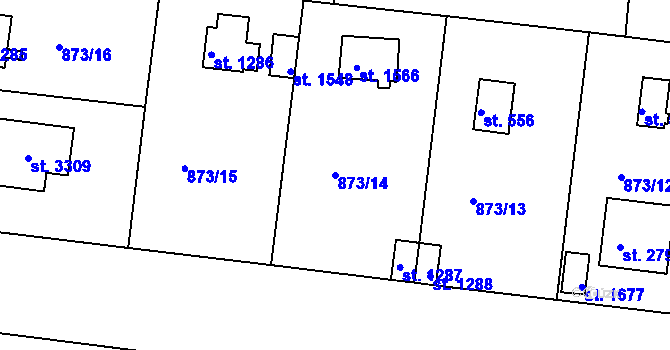 Parcela st. 873/14 v KÚ Valcha, Katastrální mapa