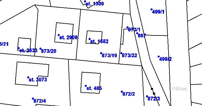 Parcela st. 873/19 v KÚ Valcha, Katastrální mapa