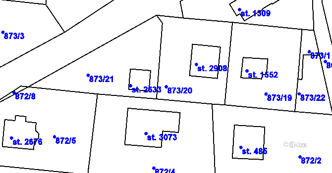 Parcela st. 873/20 v KÚ Valcha, Katastrální mapa