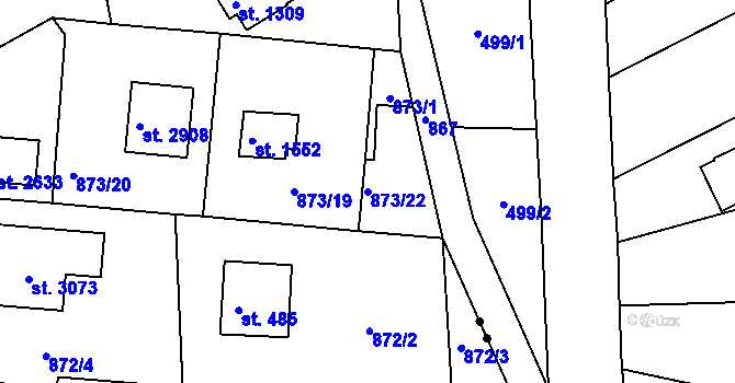 Parcela st. 873/22 v KÚ Valcha, Katastrální mapa