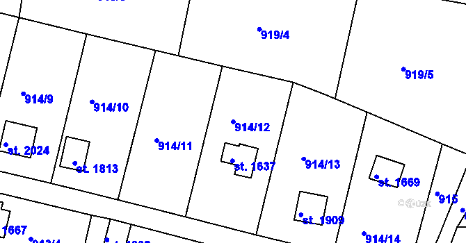 Parcela st. 914/12 v KÚ Valcha, Katastrální mapa