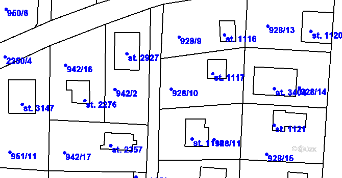 Parcela st. 928/10 v KÚ Valcha, Katastrální mapa