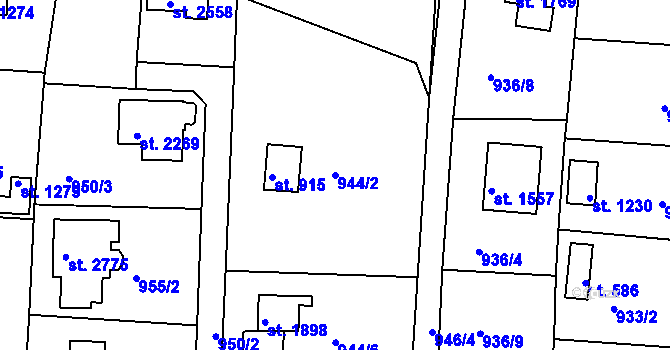 Parcela st. 944/2 v KÚ Valcha, Katastrální mapa