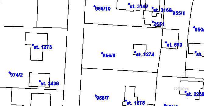 Parcela st. 956/8 v KÚ Valcha, Katastrální mapa