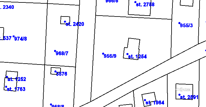 Parcela st. 956/9 v KÚ Valcha, Katastrální mapa