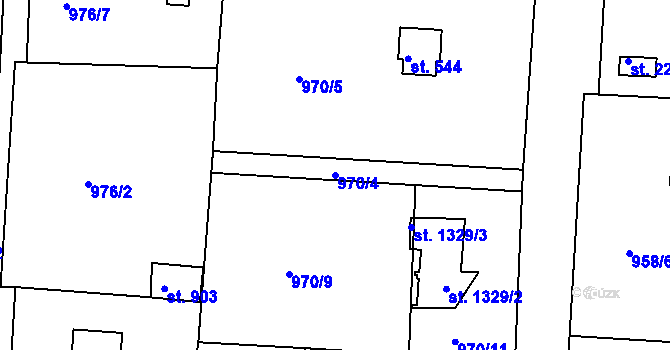 Parcela st. 970/4 v KÚ Valcha, Katastrální mapa