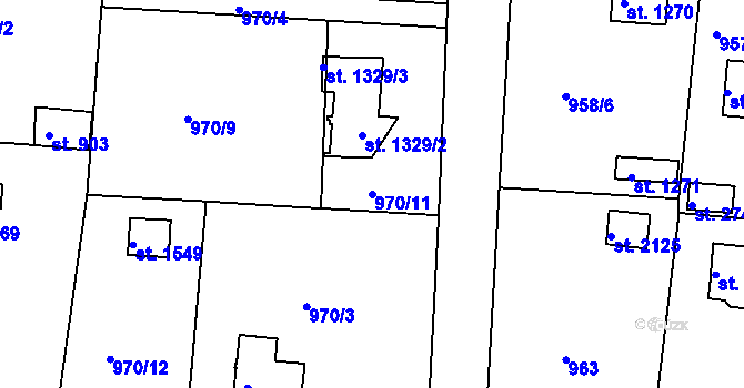 Parcela st. 970/11 v KÚ Valcha, Katastrální mapa