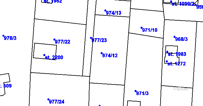 Parcela st. 974/12 v KÚ Valcha, Katastrální mapa
