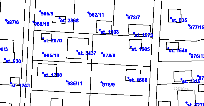 Parcela st. 978/8 v KÚ Valcha, Katastrální mapa