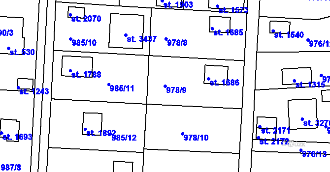 Parcela st. 978/9 v KÚ Valcha, Katastrální mapa