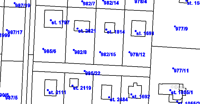 Parcela st. 982/15 v KÚ Valcha, Katastrální mapa