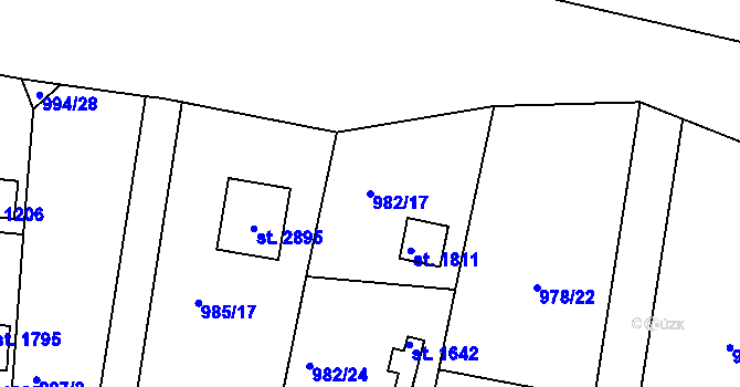 Parcela st. 982/17 v KÚ Valcha, Katastrální mapa