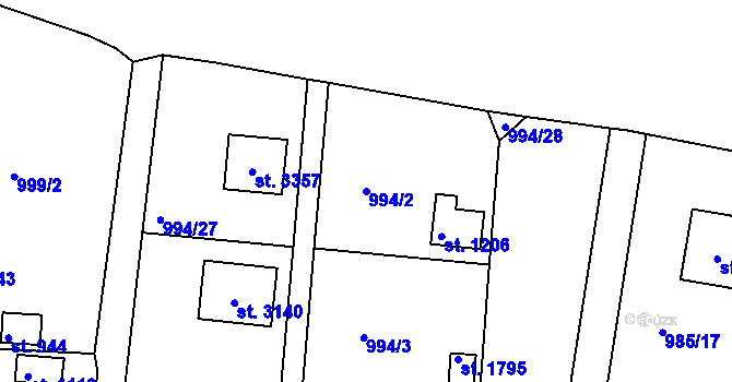 Parcela st. 994/2 v KÚ Valcha, Katastrální mapa