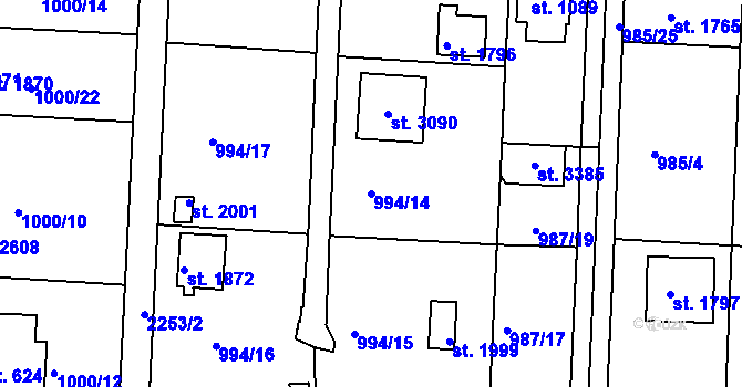 Parcela st. 994/14 v KÚ Valcha, Katastrální mapa