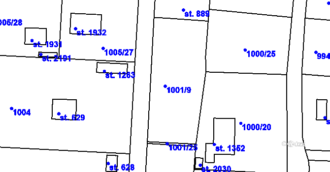 Parcela st. 1001/9 v KÚ Valcha, Katastrální mapa