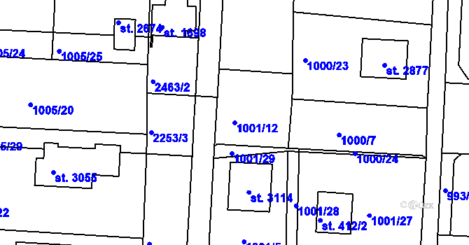 Parcela st. 1001/12 v KÚ Valcha, Katastrální mapa