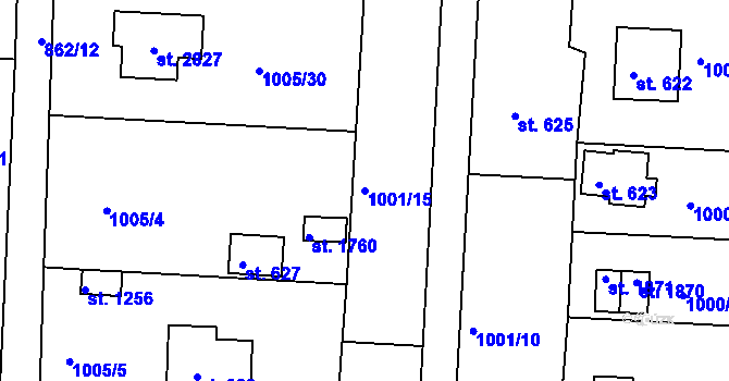 Parcela st. 1001/15 v KÚ Valcha, Katastrální mapa