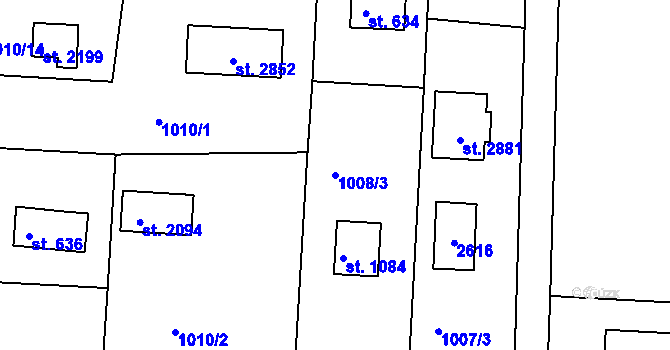 Parcela st. 1008/3 v KÚ Valcha, Katastrální mapa