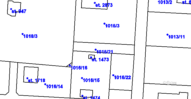 Parcela st. 1016/21 v KÚ Valcha, Katastrální mapa