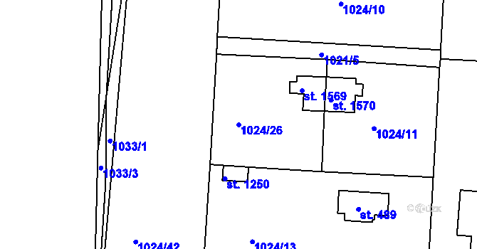 Parcela st. 1024/26 v KÚ Valcha, Katastrální mapa