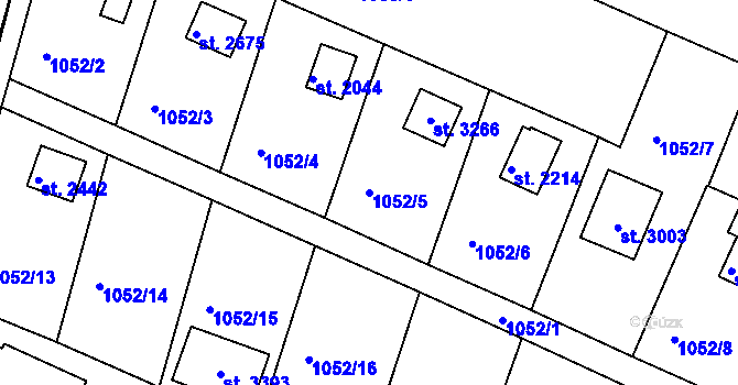 Parcela st. 1052/5 v KÚ Valcha, Katastrální mapa