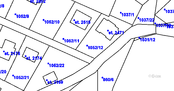 Parcela st. 1052/12 v KÚ Valcha, Katastrální mapa