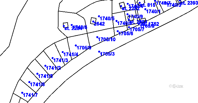 Parcela st. 1705/3 v KÚ Valcha, Katastrální mapa