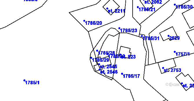 Parcela st. 1785/28 v KÚ Valcha, Katastrální mapa
