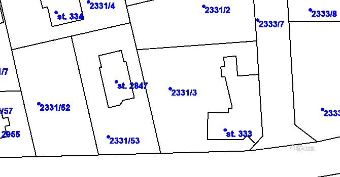 Parcela st. 2331/3 v KÚ Valcha, Katastrální mapa