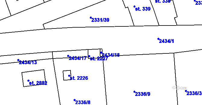 Parcela st. 2434/18 v KÚ Valcha, Katastrální mapa