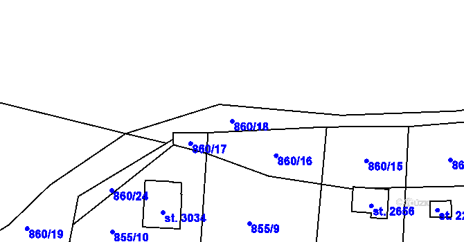 Parcela st. 860/18 v KÚ Valcha, Katastrální mapa