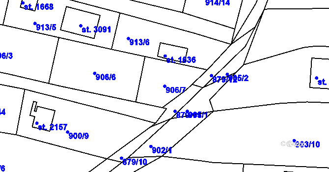 Parcela st. 906/7 v KÚ Valcha, Katastrální mapa
