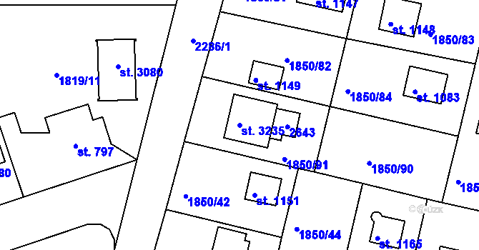 Parcela st. 3235 v KÚ Valcha, Katastrální mapa