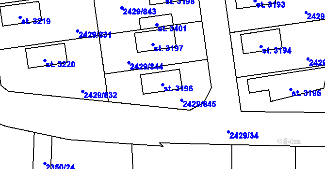 Parcela st. 3196 v KÚ Valcha, Katastrální mapa