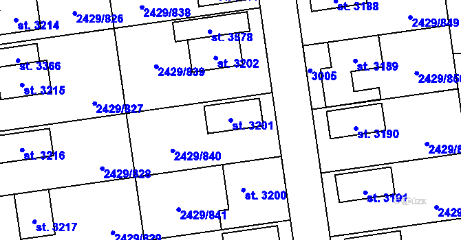 Parcela st. 3201 v KÚ Valcha, Katastrální mapa
