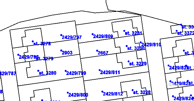 Parcela st. 2667 v KÚ Valcha, Katastrální mapa