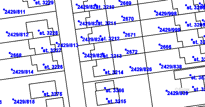 Parcela st. 3213 v KÚ Valcha, Katastrální mapa